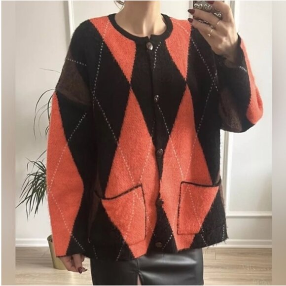 Zara KNIT JACQUARD CARDIGAN NWT - Picture 5 of 14